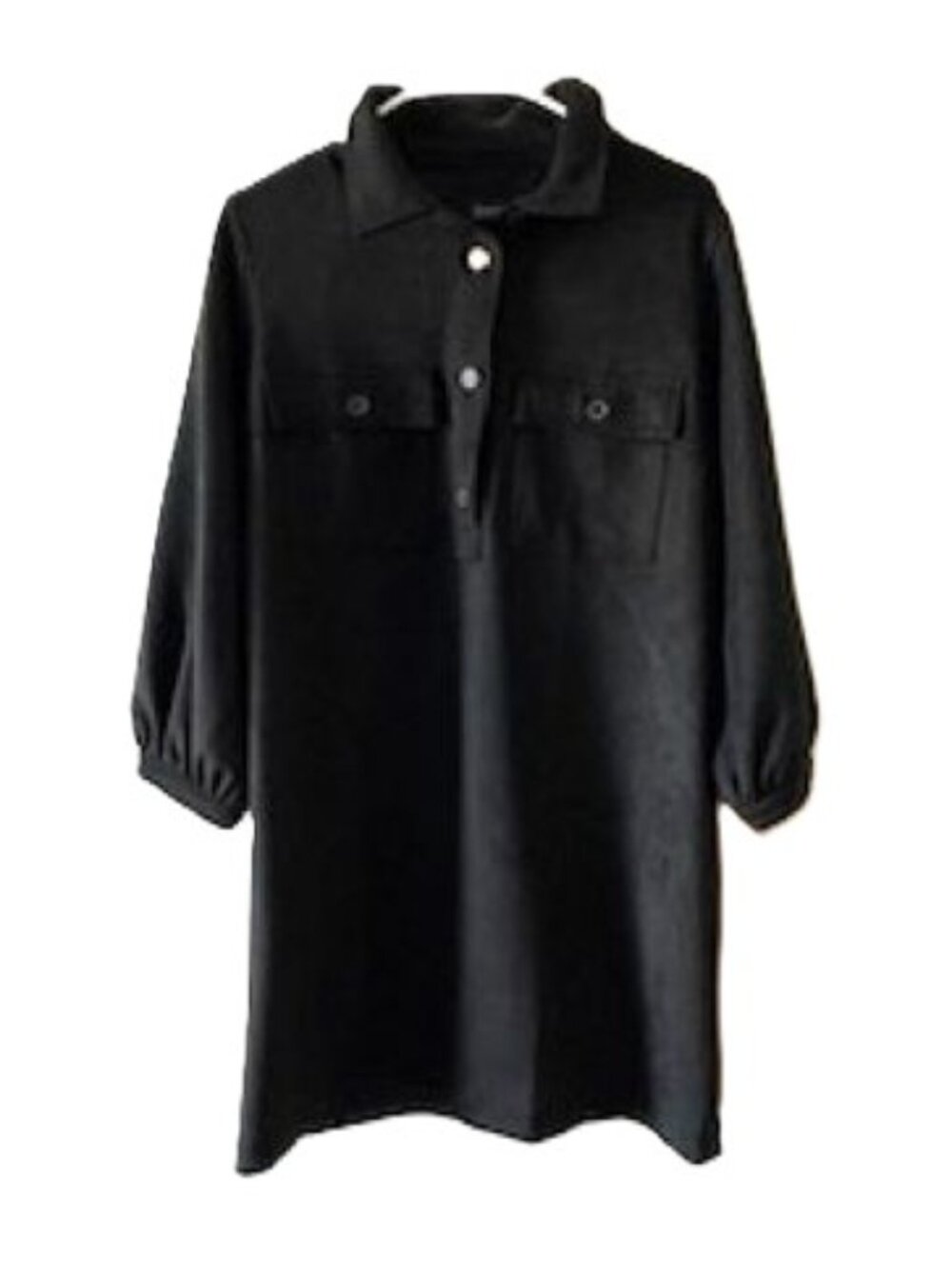 Gap Black Faux Suede Long Sleeve Dress